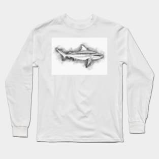 BULL SHARK Fine Art Sketch Drawing for the Ocean and Animal Lovers Long Sleeve T-Shirt